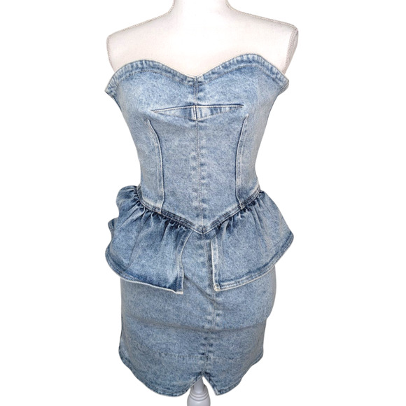 Isabel Marant Dolizi Strapless Denim Mini Dress Size 36 - Picture 2 of 9